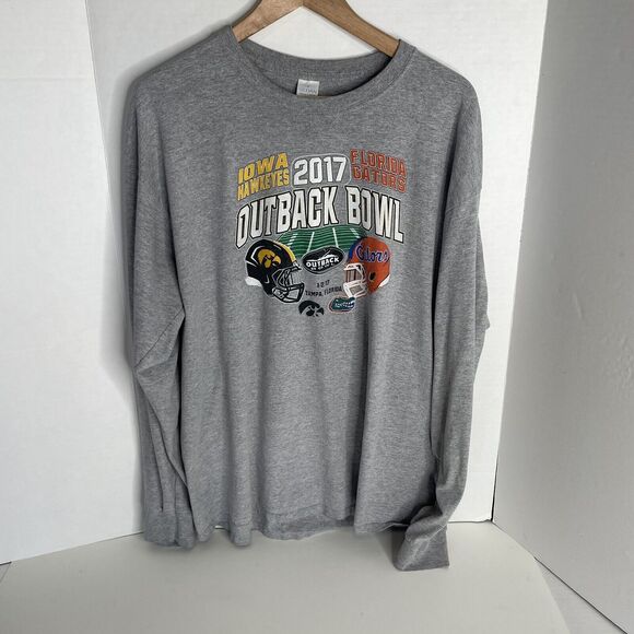 2017 Outback Bowl Long Sleeve Shirt, XL, Grey, Graphic, Iowa Vs Florida, Gildan - Picture 1 of 10